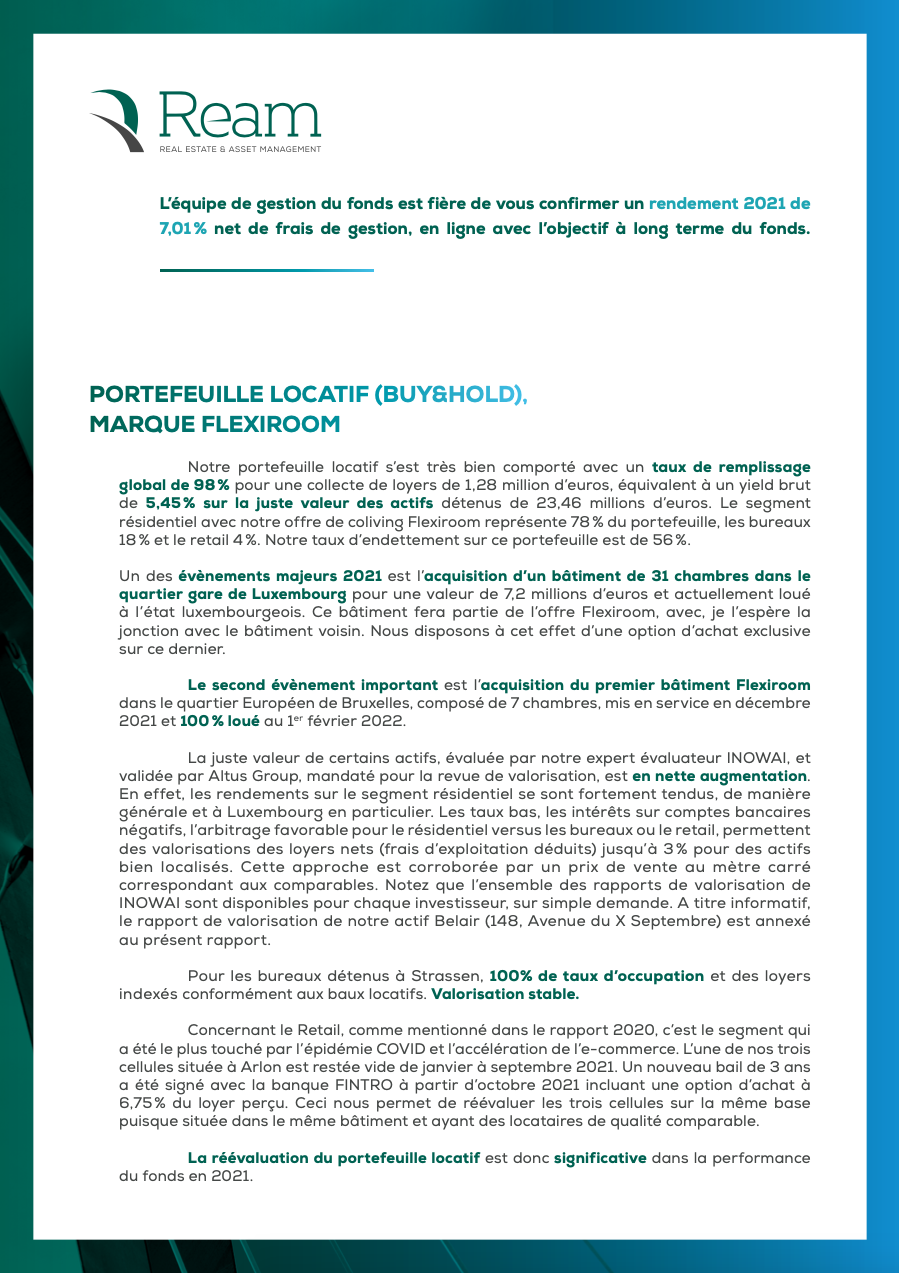 Lettre aux actionnaires Février 2022 REAM