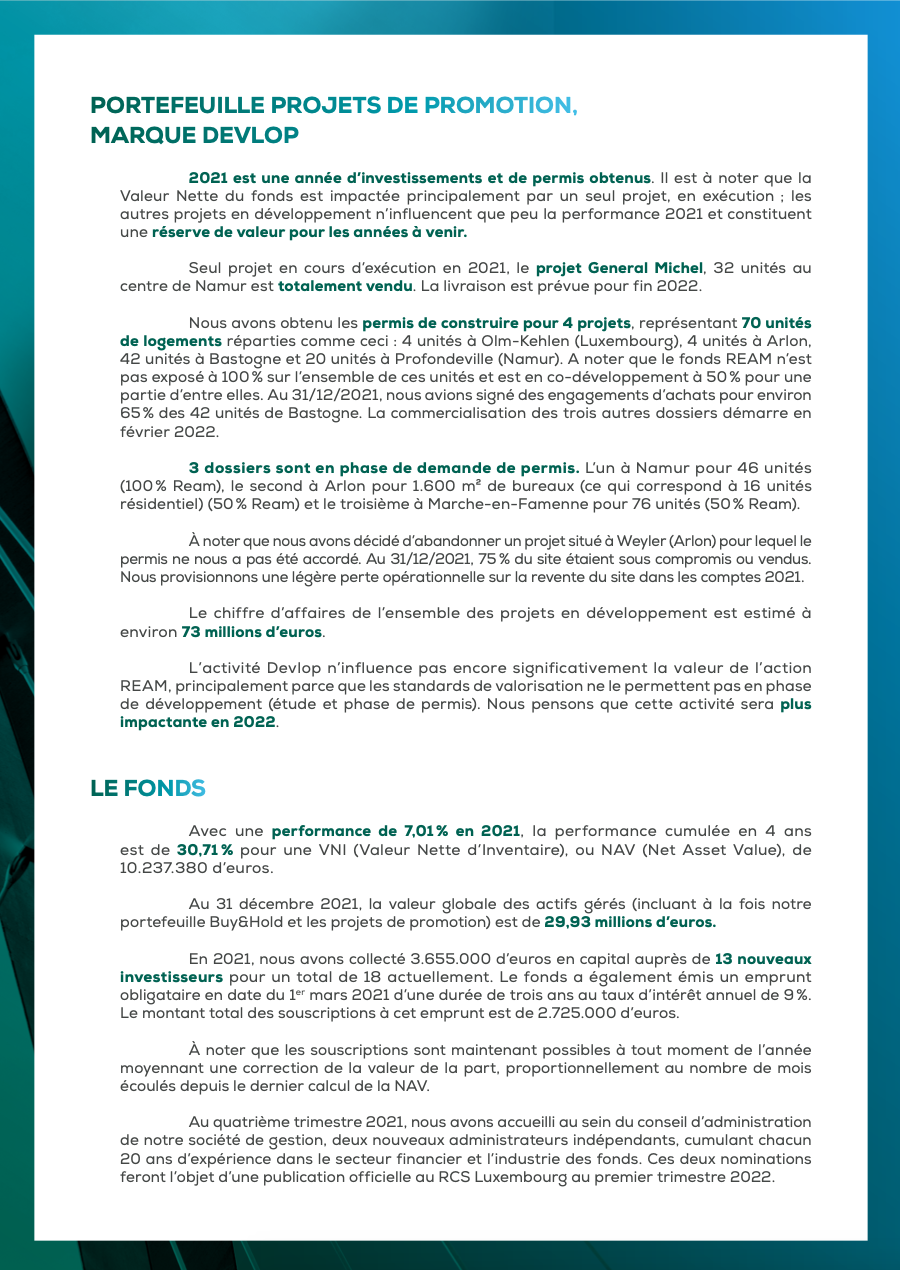 Lettre aux actionnaires Février 2022 REAM